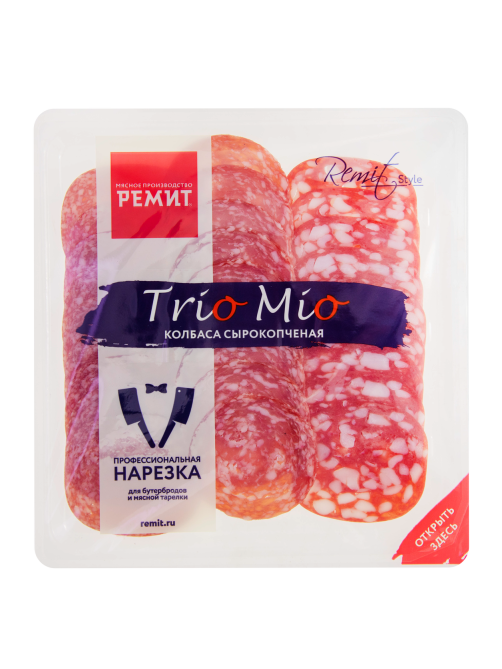 Ассорти колбас Trio Mio сырокопченое нарезка, 100г