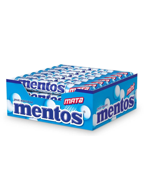 Драже жевательные Mentos Мята, 37.5г x 24 шт