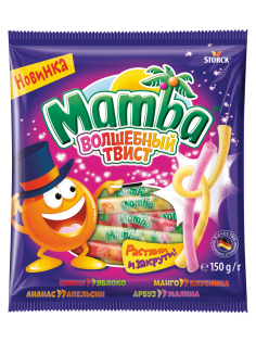 Конфеты жевательные Mamba Волшебный твист, 150г