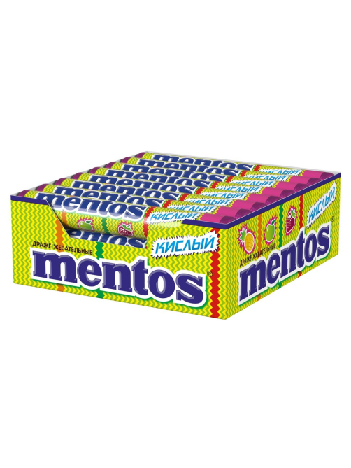 Драже жевательное Mentos кислое, 37.5г