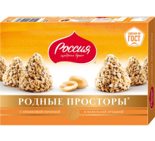 Набор шоколадных конфет Россия Щедрая душа Родные Просторы с арахисом и вафельной крошкой ГОСТ, 125г