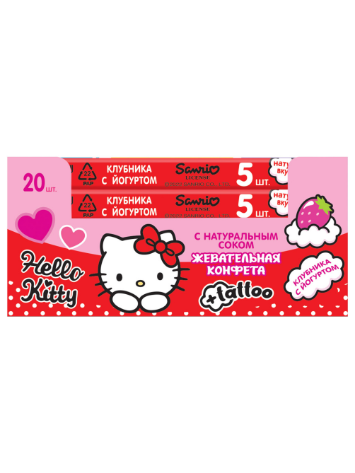 Конфеты жевательные Hello Kitty клубника и йогурт, 25г