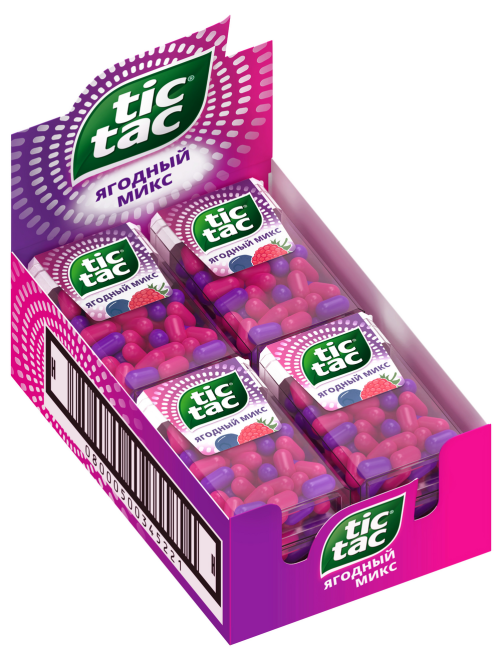 Драже Tic Tac Ягодный микс со вкусом малины и голубики освежающее, 16г х 12 шт