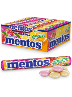 Драже жевательные Mentos Фрукты, 37.5г x 24 шт