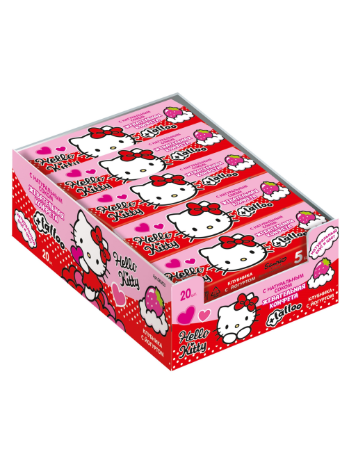 Конфеты жевательные Hello Kitty клубника и йогурт, 25г x 20 шт
