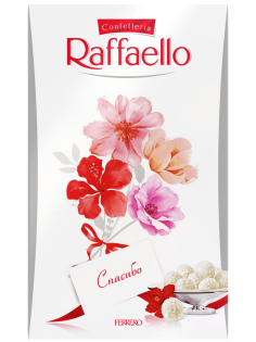Конфеты в коробке Raffaello с цельным миндальным орехом в кокосовой обсыпке, 70г