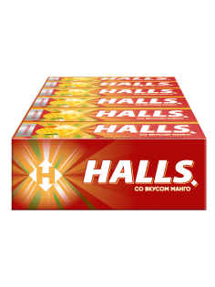 Леденцы Halls Манго, 25г x 12 шт