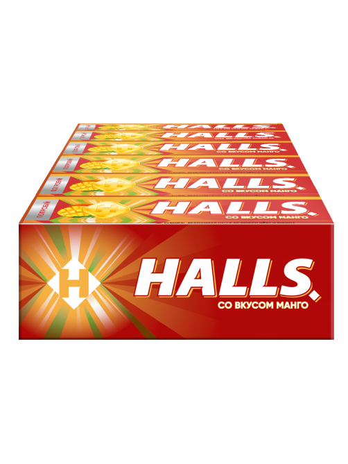 Леденцы Halls Манго, 25г x 12 шт