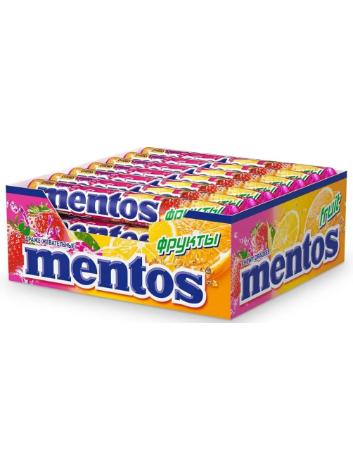 Драже жевательные Mentos Фрукты, 37.5г