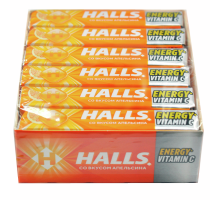 Карамель леденцовая Halls с витамином С и вкусом апельсина, 25г x 12 шт