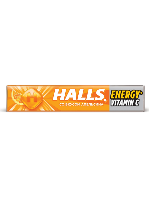 Карамель леденцовая Halls с витамином С и вкусом апельсина, 25г x 12 шт