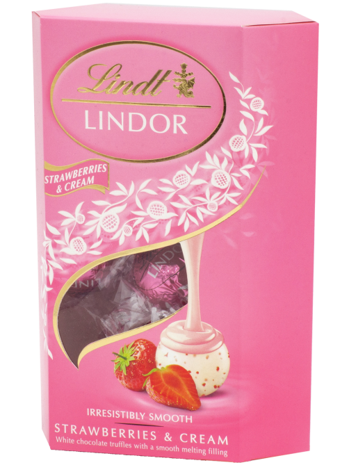 Набор конфет Lindt Lindor с молочным шоколадом и клубничным кремом, 200г