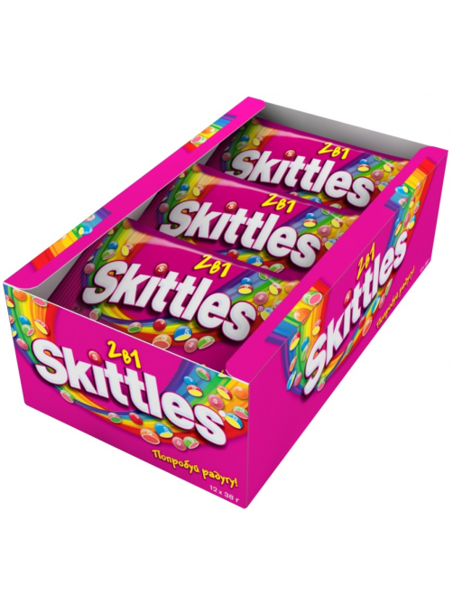 Конфеты Skittles 2в1 жевательные, 38г x 12 шт