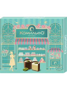 Набор шоколадных конфет Комильфо с двухслойной начинкой со вкусом фисташки, 232г