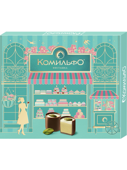 Набор шоколадных конфет Комильфо с двухслойной начинкой со вкусом фисташки, 232г