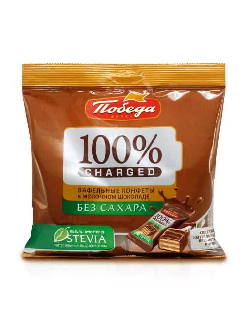 Конфеты вафельные Победа вкуса Chsrged в молочном шоколаде без сахара, 150г