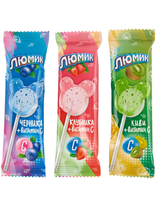 Карамель Люмик клубника, черника и киви с витамином С, 8г