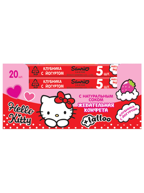 Конфеты жевательные Hello Kitty клубника и йогурт, 25г x 20 шт