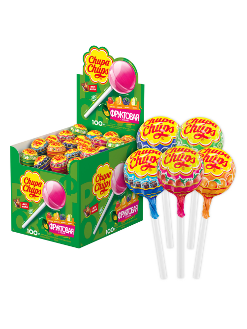 Карамель Chupa Chups Фруктовый микс и кола, 12г x 100 шт