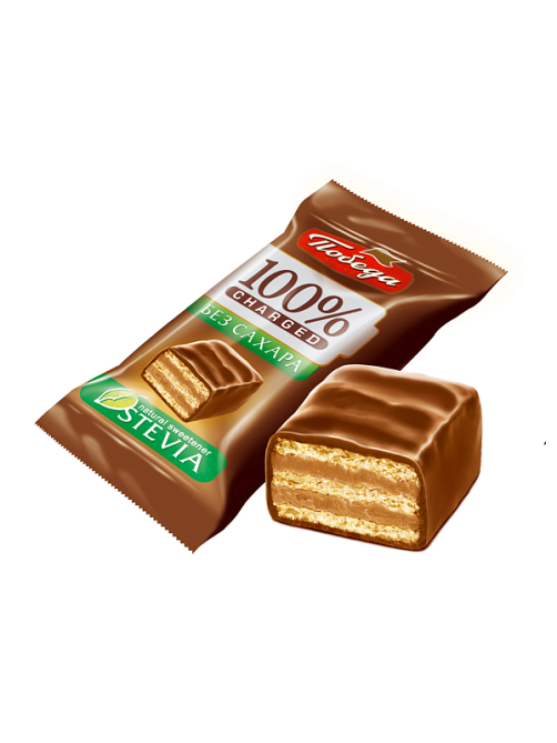 Конфеты вафельные Победа вкуса Chsrged в молочном шоколаде без сахара, 150г
