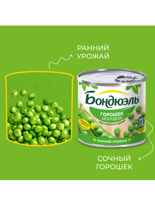 Горошек зеленый Бондюэль молодой, 212г