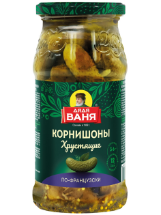 Огурцы маринованные Дядя Ваня По-французски корнишоны, 460г