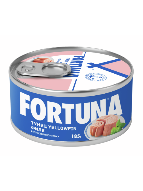 Тунец желтоперый Fortuna Yellowfin филе в собственном соку, 185г