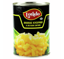 Ананасы Lorado кусочки в легком сиропе, 565г