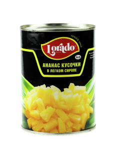 Ананасы Lorado кусочки в легком сиропе, 565г
