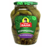 Огурцы маринованные Дядя Ваня По-французски корнишоны, 680г