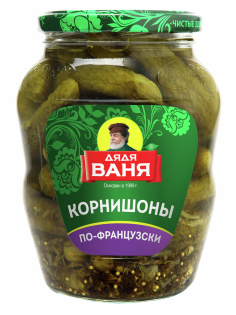 Огурцы маринованные Дядя Ваня По-французски корнишоны, 680г