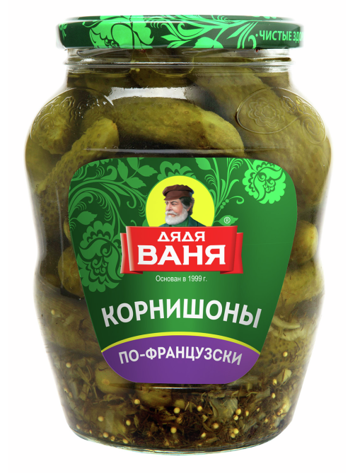 Огурцы маринованные Дядя Ваня По-французски корнишоны, 680г