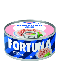 Тунец полосатый Fortuna рубленый в собственном соку, 185г