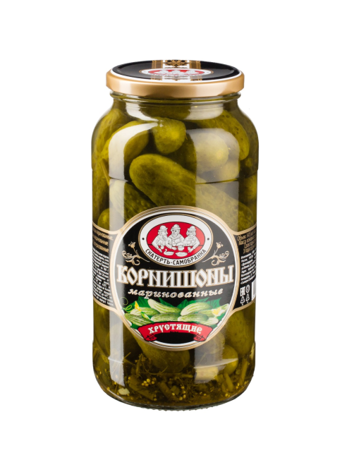 Огурцы маринованные Скатерть-Самобранка Хрустящие корнишоны, 1.415л