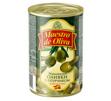 Оливки Maestro de oliva с огурчиком, 300г
