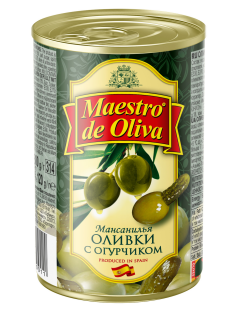 Оливки Maestro de oliva с огурчиком, 300г