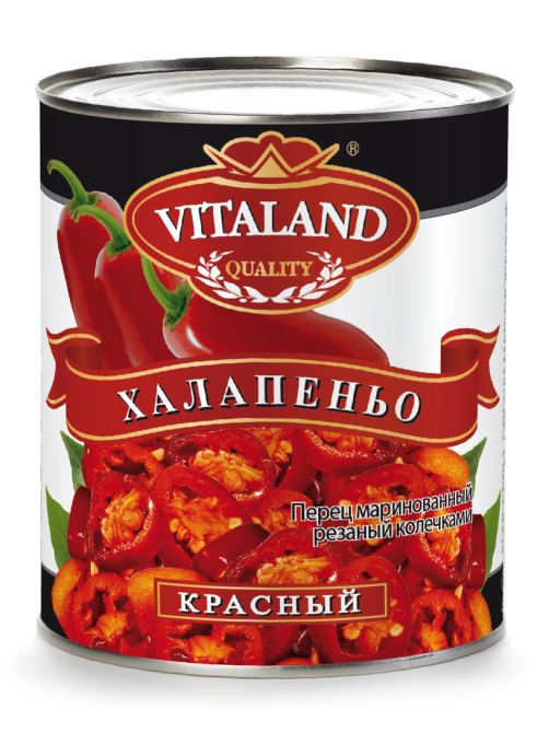 Перец Vitaland Халапеньо красный резаный, 3.1л
