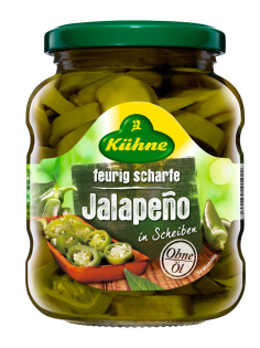Перец Kuhne Халапеньо зеленый резаный, 330г