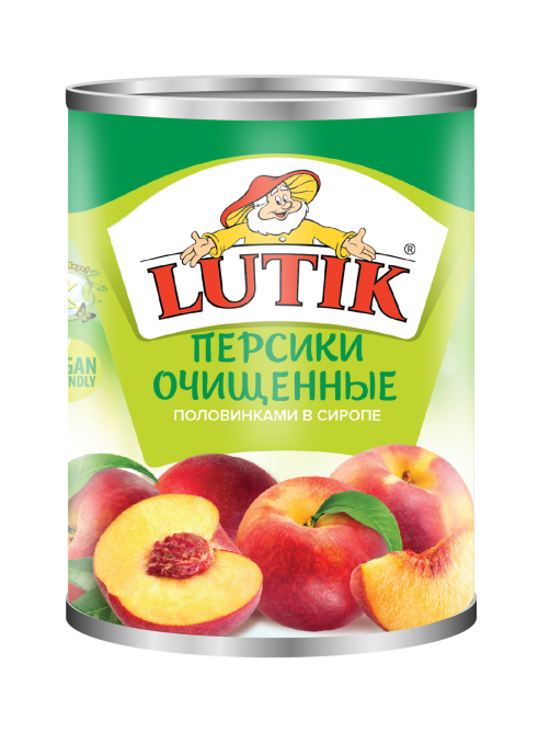 Персики Lutik очищенные половинки в сиропе, 425мл