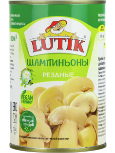 Грибы шампиньоны Lutik резаные, 425мл