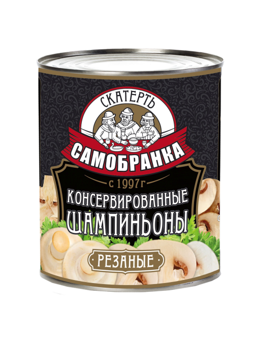 Грибы шампиньоны Скатерть-Самобранка резаные, 3.1л