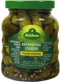 Корнишоны Kuhne сладкие, 180г