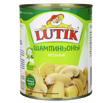 Шампиньоны Lutik резаные, 850мл
