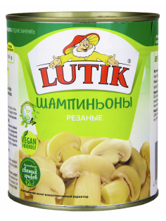 Шампиньоны Lutik резаные, 850мл