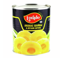 Ананасы Lorado кольца в легком сиропе, 820г