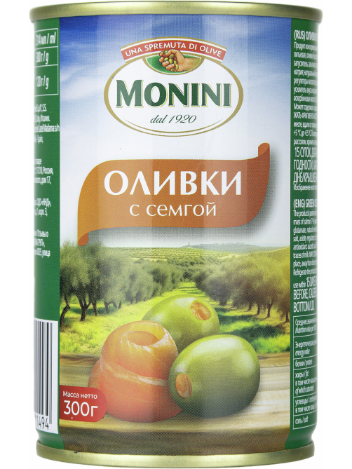 Оливки Monini с семгой, 300г