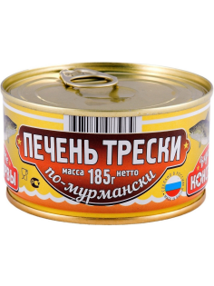 Треска Вкусные консервы По-мурмански печень, 185г