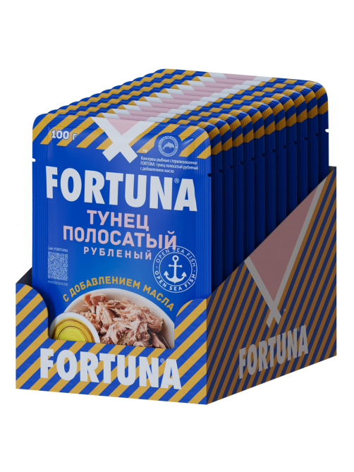 Тунец Fortuna полосатый рубленый в масле, 100г