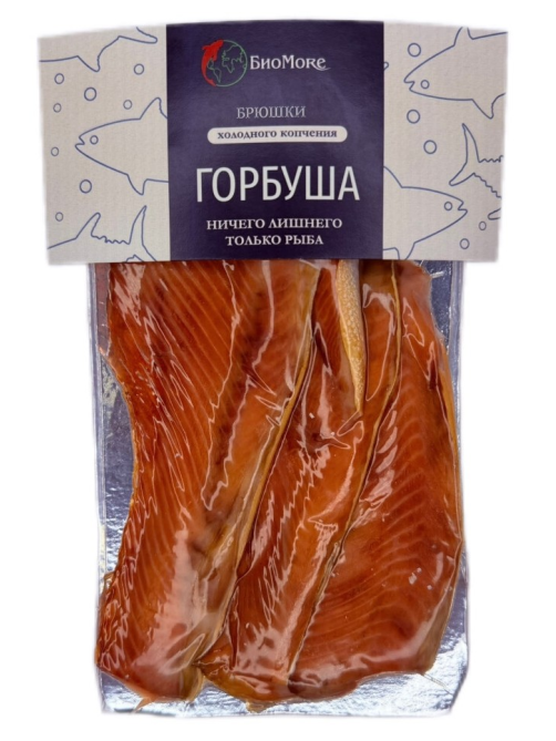 Горбуша Биоморе брюшки холодного копчения, 150г