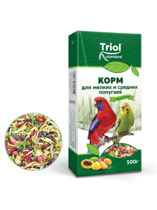 Корм Triol для попугаев с фруктами, 500г